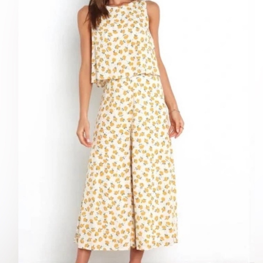 MVN The Label floral Riley Jumpsuit Yellow Romper Sz 6
